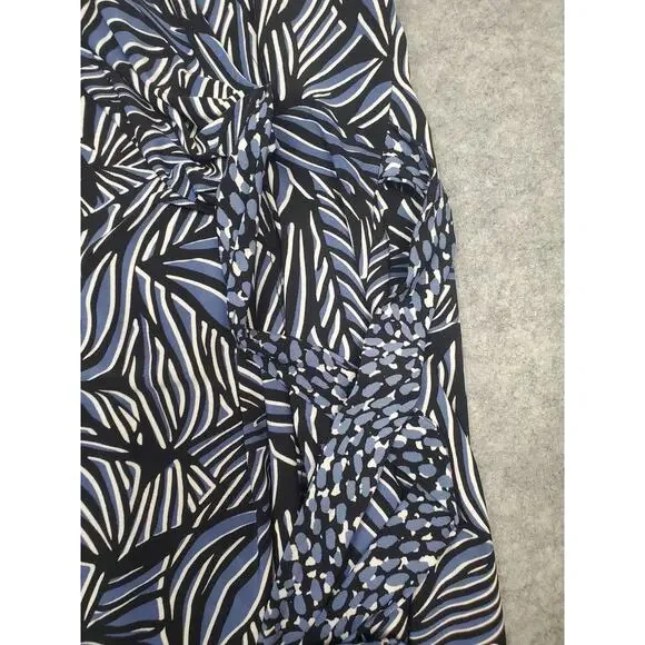 NWT Anne Klein Women's XL Blue Black & White Abstract Print Wrap Dress - Picture 7 of 8
